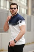 Erkek Yakalı Parça Renk Kısa Kollu T-shirt resmi